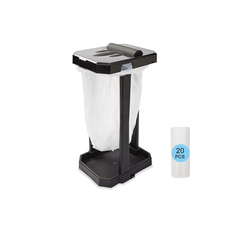 Aufazmy Collapsible Trash Can with Reinforced Legs & 20 Bags – Portable Garbage Bin for Camping, RV, Picnics, Indoor/Outdoor Use, Easy Assembly, Compact Storage, Includes Ground Pegs for Stability