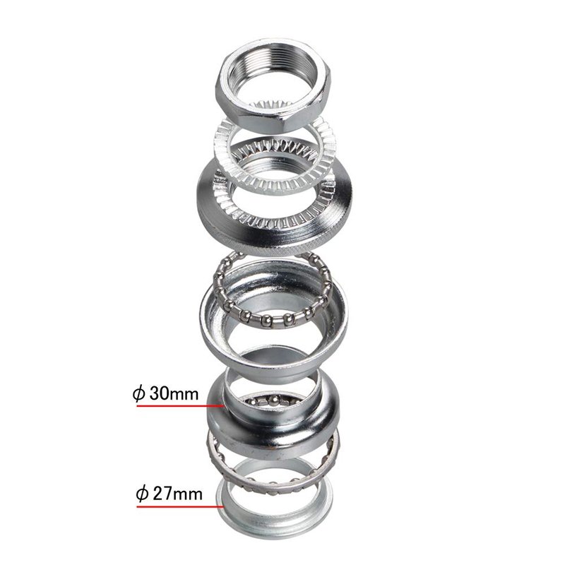 SENQI Silver Colour Iron Bicycle Front Fork Bowl Set 1"-24T*22.2 * 30 * 27mm Bike Headset