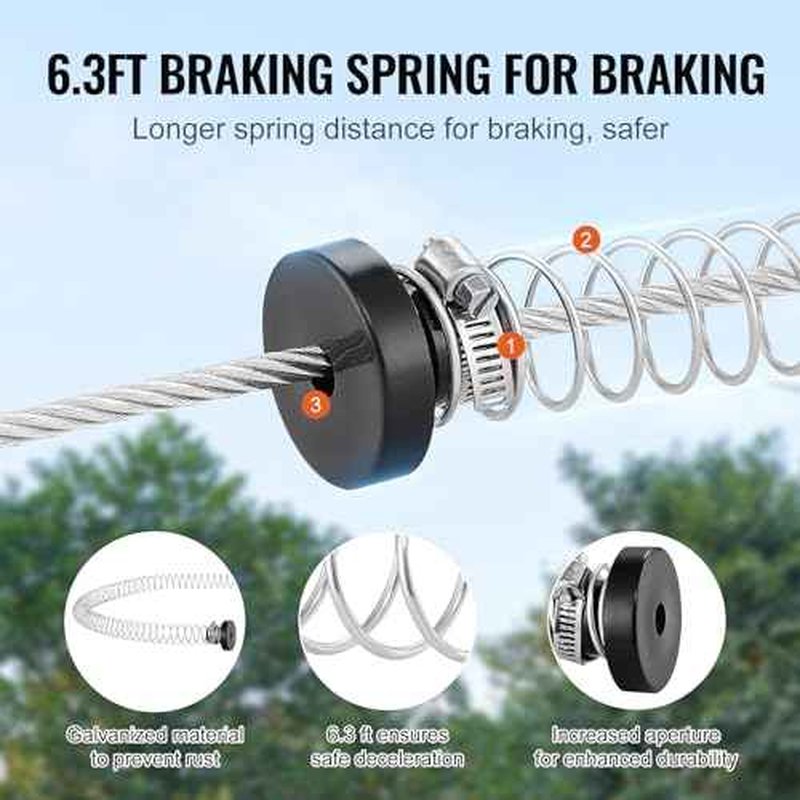 VEVOR Zip line Kits for Backyard£¬80ft Zip line Kit for Kids and Adult Up to 330 lb, Included Swing Seat, Ziplines Brake, and Steel Trolley, Outdoor Playground Equipment