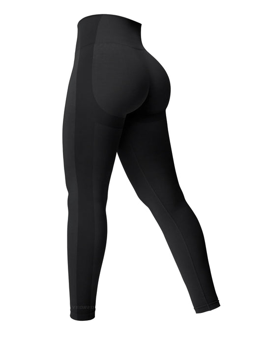 YEOREO Women Seamless Workout Leggings Gym High Waist Smile Contour Yoga Pants Black S