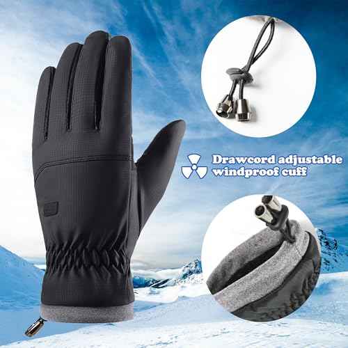 Warm Water-Repellent Winter Ski-Gloves Men Women Windproof Anti-Slip Touchscreen for Cold Weather Driving Running