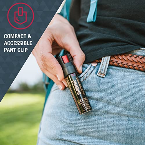 SABRE Advanced Pepper Spray for Self Defense, 3-in-1 Formula with Maximum Strength Pepper Spray, CS Military Tear Gas, UV Marking Dye, Fast Access Easy Carry Belt Clip, 35 Bursts, 0.67 fl oz