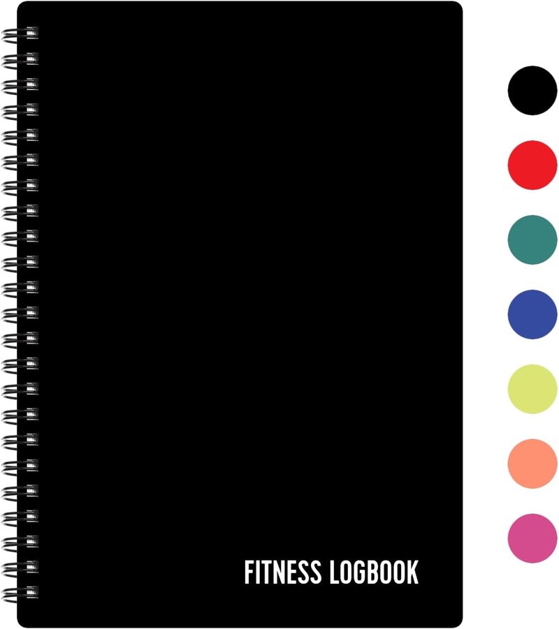 Fitness Logbook - A5 Undated Workout Journal for Men & Women | Durable Plastic Cover & Thick Paper for Tracking Weight Loss, Muscle Gain, Gym Progress