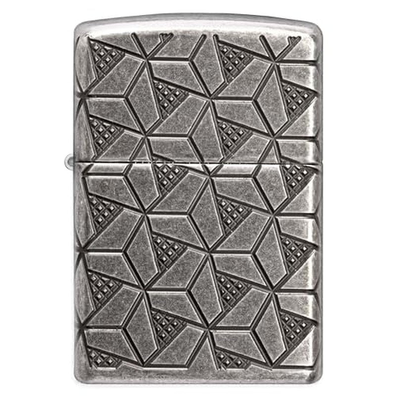 Zippo Lighter: Armor MultiCut Geometric Deep Carve - Antique Silver 49883