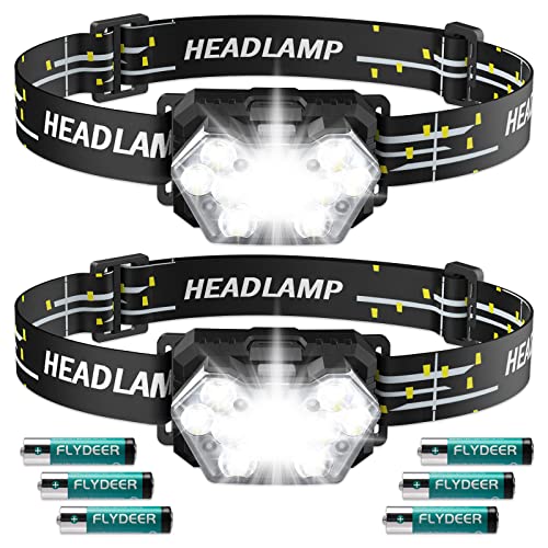 Lsnisni 9 LED Headlamp 2 Pack, 2000 Lumen Super Bright Head Lamp with 6 Modes, IPX5 Waterproof Head Light, Lightweight Head Flashlight for Kids Adults Camping Hiking - 6 AAA Batteries Included