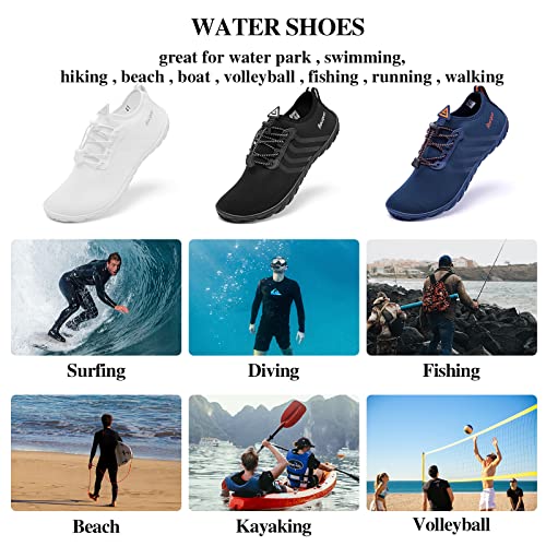 Racqua Men&Women Quick-Dry Aqua Socks for Hiking Surf Diving Sport Water Shoes Breathable Pool Beach Swim Shoes Black 8.5W/7.5M