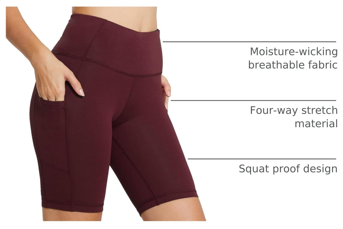baleaf Gym Shorts Women 3" Biker Workout Yoga Spandex Running Volleyball Tummy Control Compression with Pockets Wine Red XXL