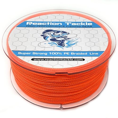 Reaction Tackle Braided Fishing Line Hi Vis Orange 10LB 150yd