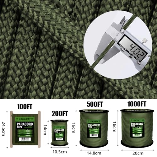 1000Ib Paracord Rope - 100ft / 200ft / 500ft / 1000ft 4mm,12 Strand Parachute Spool Cord,para Cord Lanyard for Camping,Hammock,Clothsline,Hiking,Fishing,Survival braceletand Survival