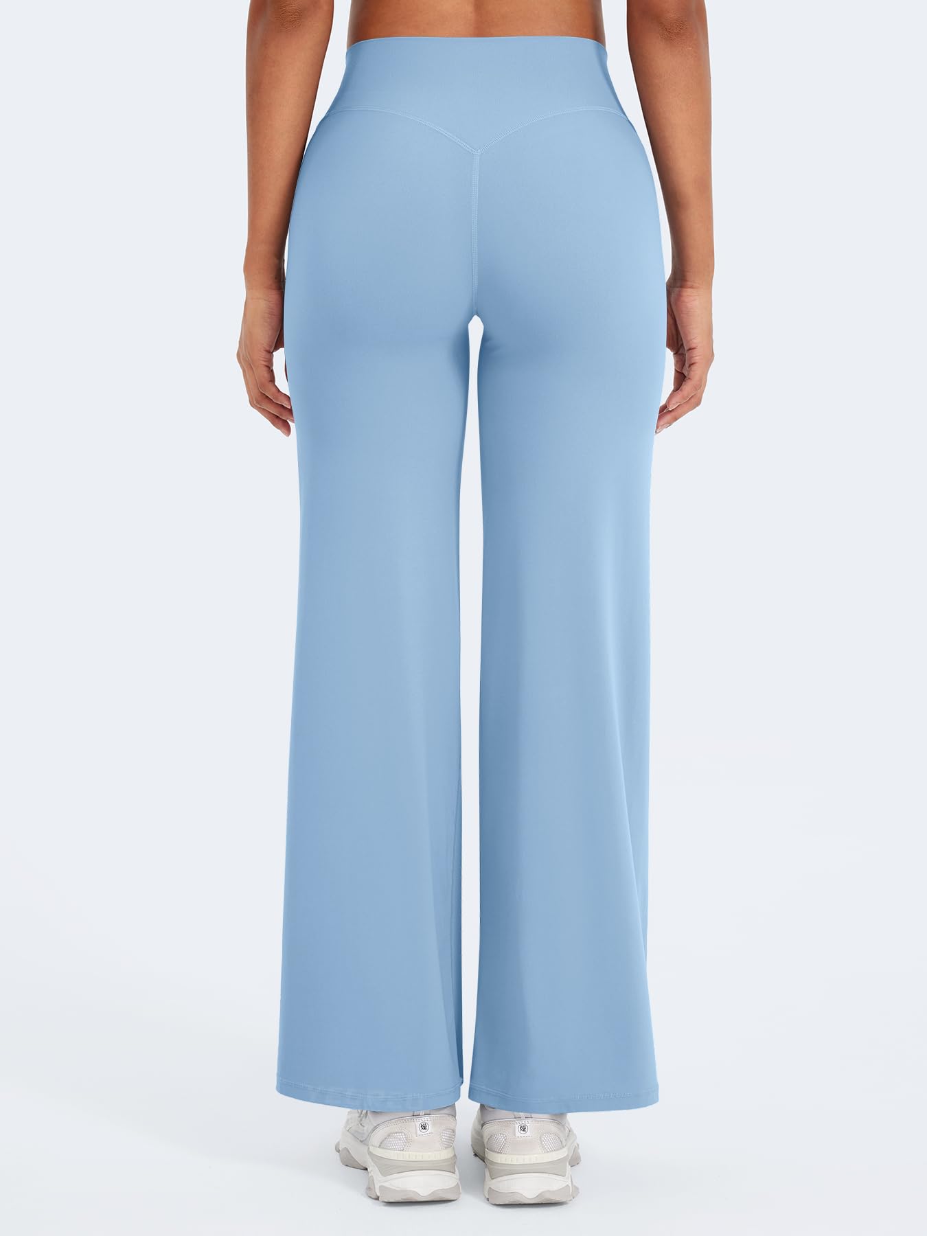 YEOREO Workout Leggings Womens No Front Seam Straight Leggings 29" High Waist Buttery Eddiy Gym Yoga Pants Airy Blue XS