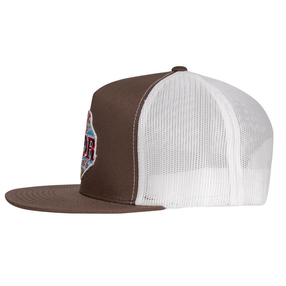 Lazy J Ranch Brown & White Conquest Classic Five Panel Trucker Hat - Adjustable Unisex Country Hats, Vintage Trucker Hat