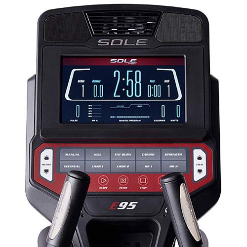 SOLE Fitness E95 2020 Model Indoor Elliptical, Home and Gym Exercise Equipment, Smooth and Quiet, Versatile for Any Workout, Bluetooth and USB Compatible