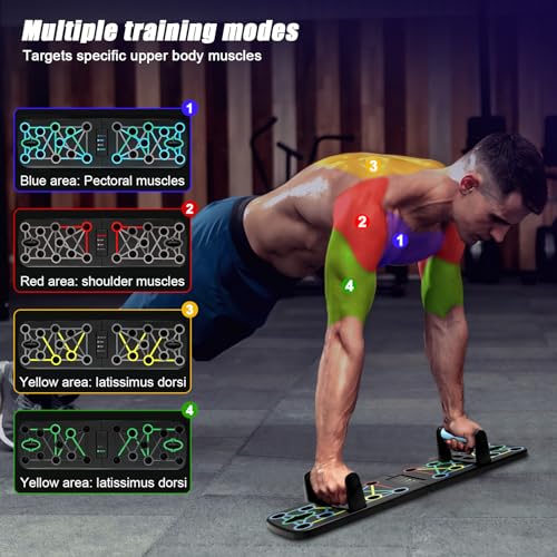 Senprity Push Up Board, 9 in 1 Multi-functional Home Fitness Equipment Push Up Machine with Three Modes and Four Areas, Portable Floor Perfect Push Up Handle, Push Up Board for Men and Women