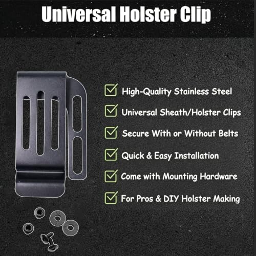 Metal Belt Clip for Kydex Holster & Knife Sheath - Adjustable Tactical Carry