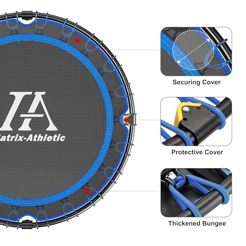 Vimexciter 40" Foldable Mini Fitness Trampoline with Adjustable Foam Handle, Exercise Rebounder for Adults Kids Indoor/Garden Exercise, Max Load 330lbs, Blue