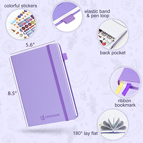 EPEWIZD Food and Fitness Journal Hardcover Wellness Planner Workout Journal for Women Men to Track Meal and Exercise Count Calories Weight Loss Diet Training Weight Loss Tracker Undated Home and Gym