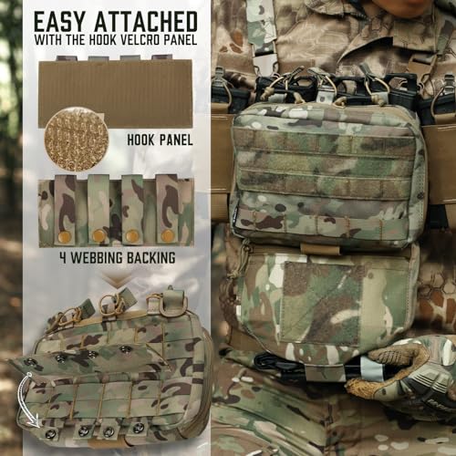 WYNEX Tactical Mag Admin Pouch, Molle Utility Tool Pouch Medical EMT Organizer with Triple Stacker Magazine Holder for M4 M16 Patch Included