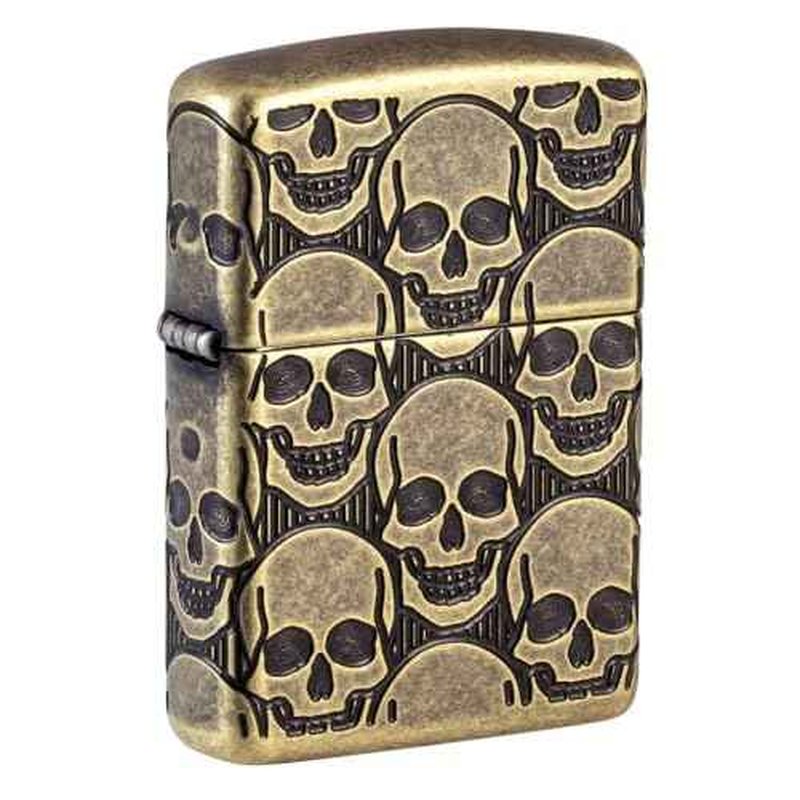 Zippo Cackling Cranium Design Armor Antique Brass Pocket Lighter
