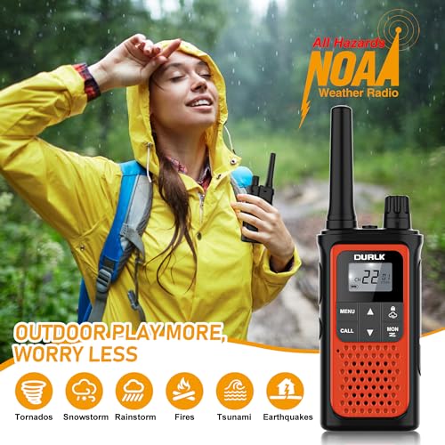 Walkie Talkies for Adults Long Range 2 Pack, Rechargeable Walkie Talkies 22 FRS Channels Two Way Radios with NOAA Weather Receiver, Noise Reduction, Volume Adjustment, LED Flashlight, 1800mAh Battery