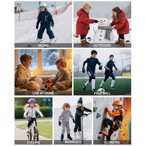 beautyin Thermal Underwear for Kids Athletic Thermals Top and Bottom Set Boys Girls Long Johns Set Winter Base Layer