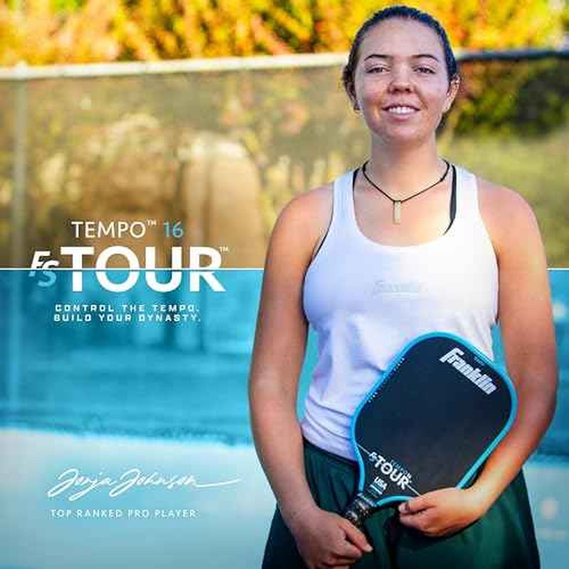 Franklin Sports Pro Pickleball Paddles - FS Tour Series Raw Carbon Fiber T700 - USA Pickleball Approved - Unibody Epoxy Resin Injected Edge - Dynasty + Tempo - 14mm/16mm Core - Gray, Blue + Pink