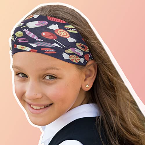 Bohend Girls Headbands Wide Knotted Hair Bands 3Pcs Non Slip Elastic Cute Head Bands Workout Yoga Sweatband Hair Accessories for Girls and Kids (B)