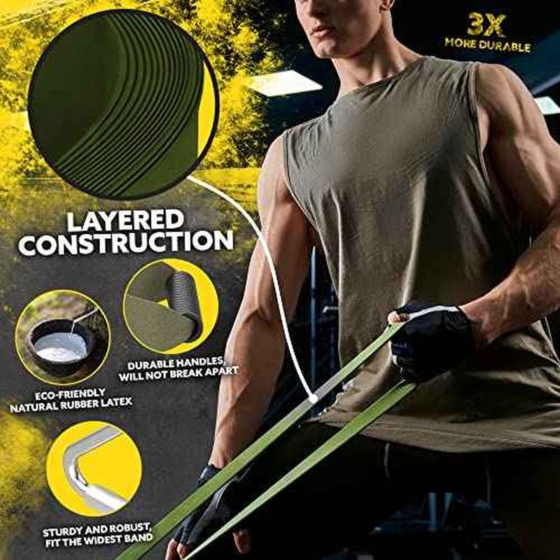 Long Resistance Bands for Working Out Men and Women - Set of 5 Pull-Up Bands, Rubber Handles and Door Anchor - Workout Bands Resistance for Men - Exercise Bands Resistance Bands Set