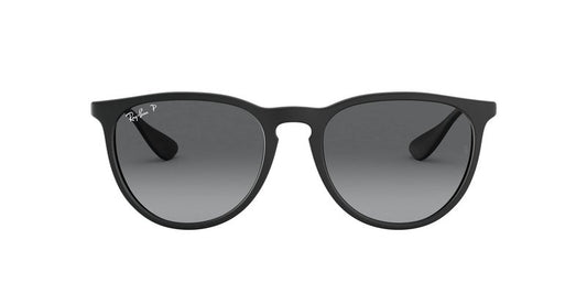 Ray-Ban Unisex RB4171 Erika Round Sunglasses, Rubber Black/Light Grey Gradient Grey Polarized, 54 mm