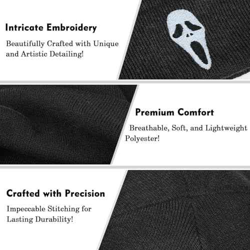 Cool Beanies Embroidered Knit Hats Beanie Fall Winter Black Graphic Knit Hat Cap for Women Men