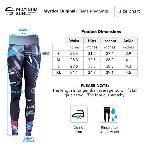 Platinum Sun UPF 50+ Swim watter Leggings for Women Wetsuit Gym Pants with Pattern (Mystica - L) Purple