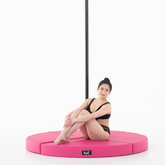 LUPIT POLE Pole Dance Crash Mat STANDARD model, Pink, 12cm (4.72in), Round - Portable Fitness Pole Dancing Safety Mat - Anti-Slippery Surface