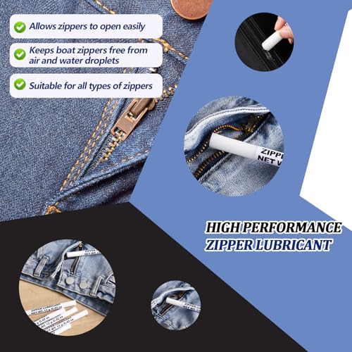 Nuanchu 6 Pcs Zipper Wax Snap and Zipper Lubricant Stick, Zip Lube for Lubricating and Protecting Plastic and Metal Zippers - Ideal for Boat, Canvas, Backpacks, Tents, Jackets, and More (0.42 Oz)