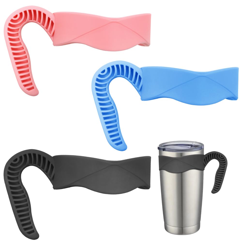 DanziX 3 Pack 20oz Tumbler Handles, Mug Handle or Cup Holder Replacement, Insulated Cup Handle Only - Black,Pink,Blue