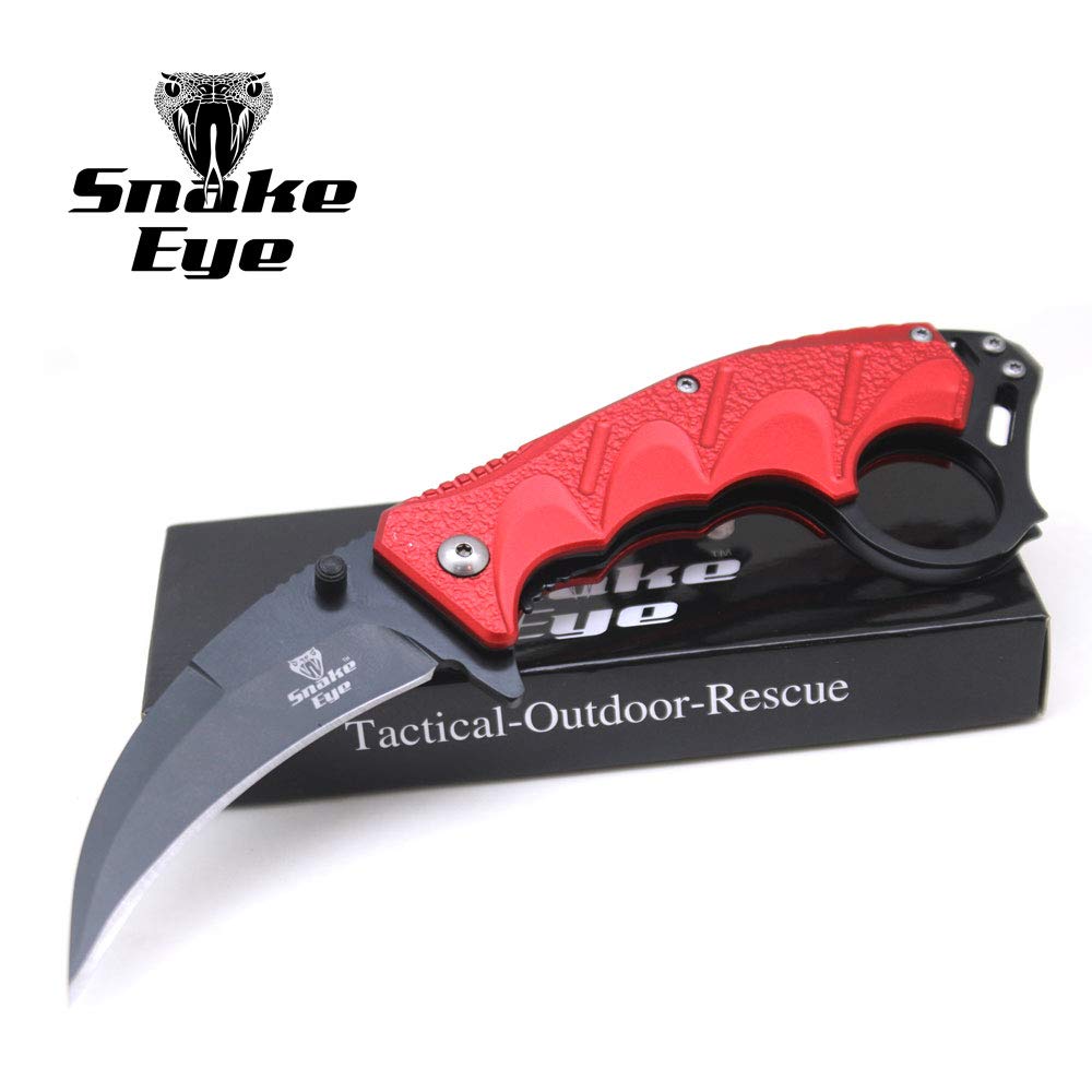 Snake Eye Tactical Everyday Carry Spring Assist Style Folding Pocket Knife EDC (Red)