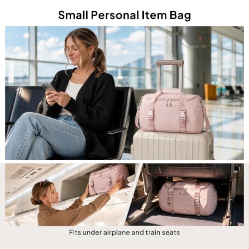 Pink Small Gym Bag with Yoga Mat Holder, Compact 16L Workout Duffle