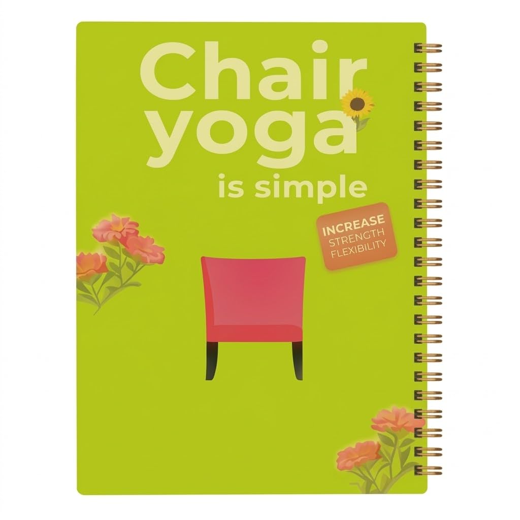 Chair Yoga for Beginners, 30-Day Guide with 60 Seated Workouts for Flexibility, Strength & Healthy Weight Support | Spiral Bound Exercise Book, 5.5 x 8.3 in, Green