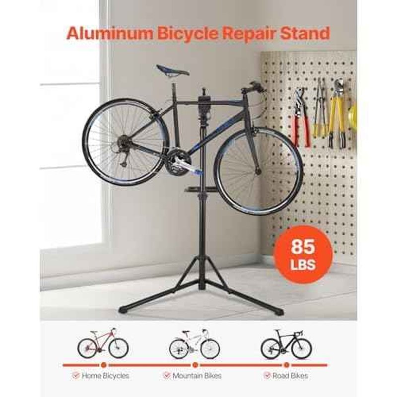 VEVOR Bike Repair Stand, 85 lb Heavy-duty Bicycle Work Stand with 40.7-64.1 in Adjustable Height & Magnetic Tool Tray, Foldable Bicycle Maintenance Rack, Shop Home Mechanics for Mountain & Road Bike