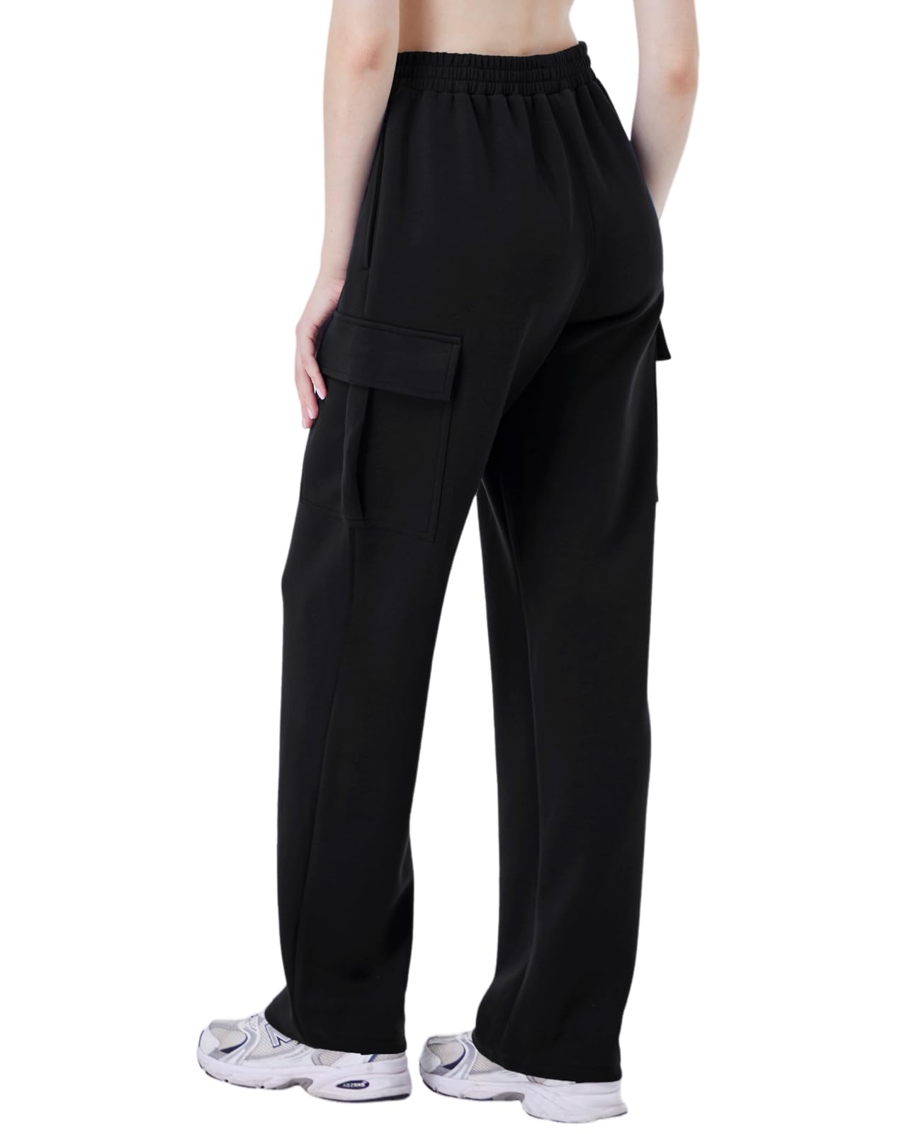 TTZ Women’s Tall Cargo Sweatpants 32"/34" Inseam Extra Long Soft Stretch Lounge Pants for Tall Women Black