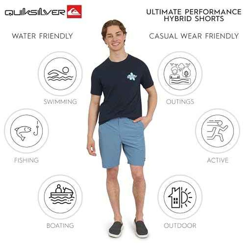 Quiksilver Mens Regular Fit Fixed Waist Water Friendly Active Hybrid Shorts