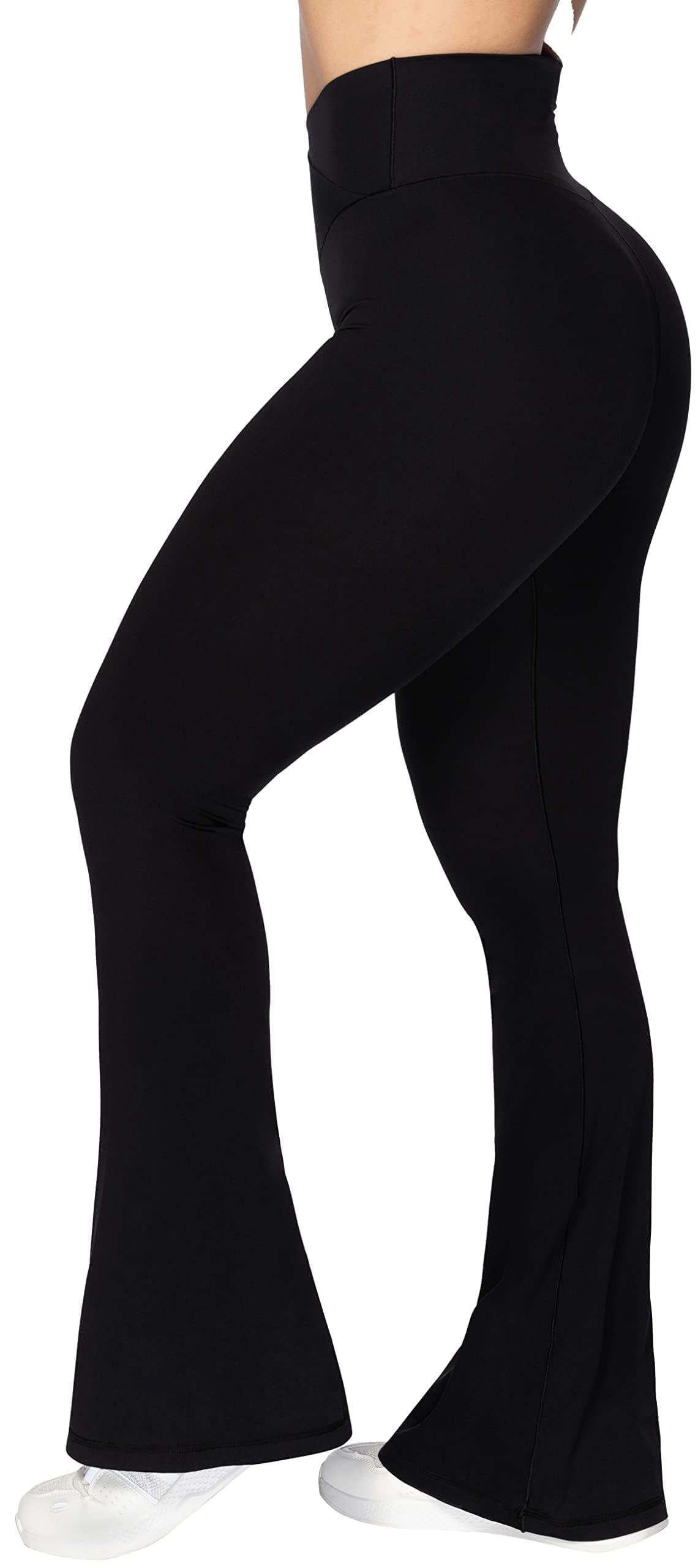 Sunzel Flare Leggings, Crossover Yoga Pants with Tummy Control, High-Waisted and Wide Leg, Sunzfly 32 Inseam, Black X-Large