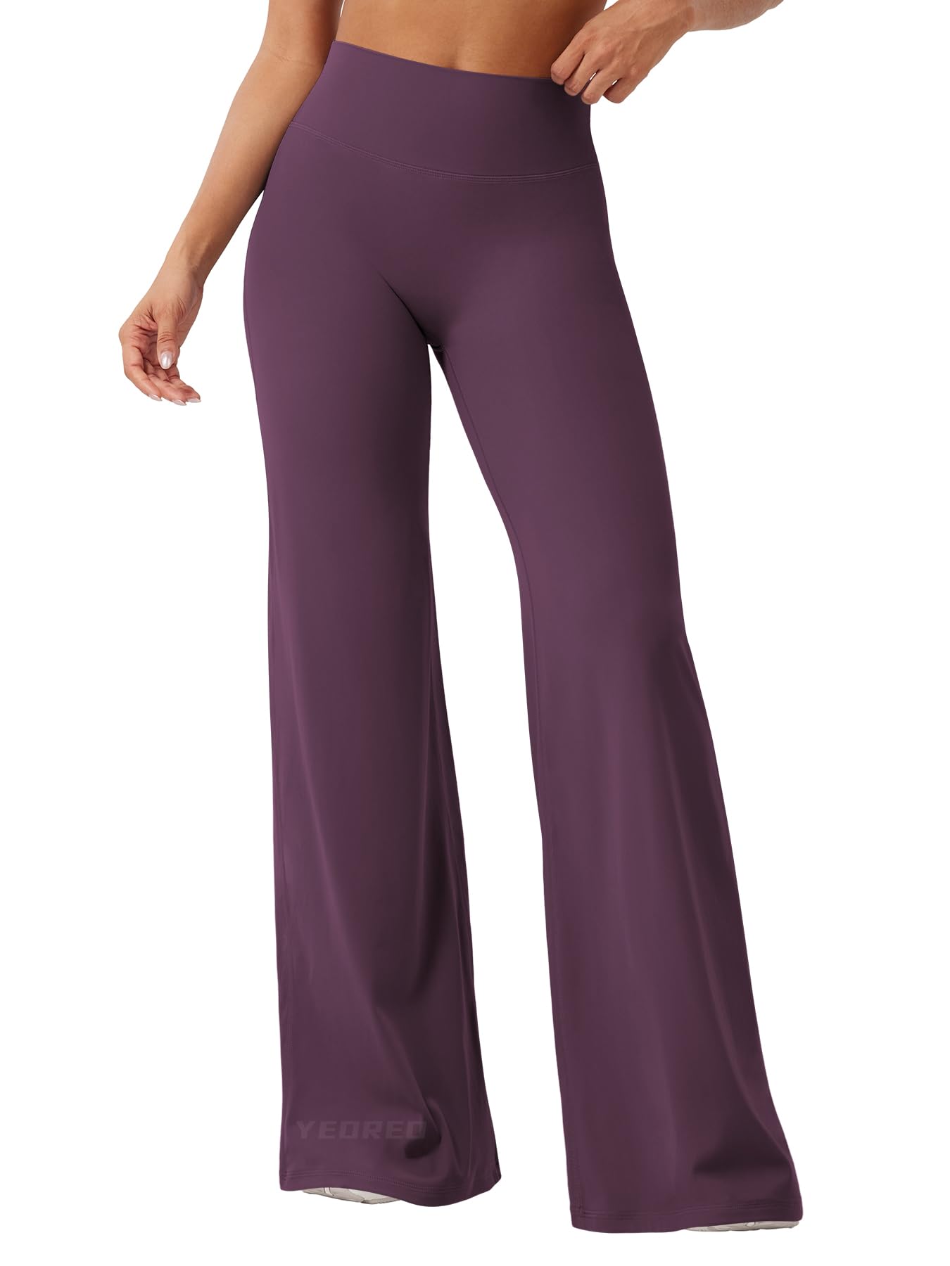 YEOREO Workout Leggings Womens No Front Seam Straight Leggings 35" High Waist Buttery Eddiy Gym Yoga Pants Black Berry Purple S