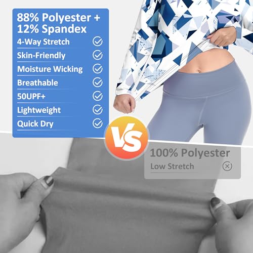 Women's Golf Polo Shirts Long Sleeve Workout Tops V Neck UPF 50+ Sun Protection Quick Dry Lightweight Active Shirts