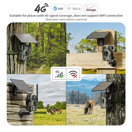 SEHMUA 4G LTE Cellular Trail Cameras 2 Pack,Live Streaming Game Camera Built-in SIM Card 0.2s Trigger Speed Motion Activated Solar Trail Camera with Night Vision IP66 Waterproof