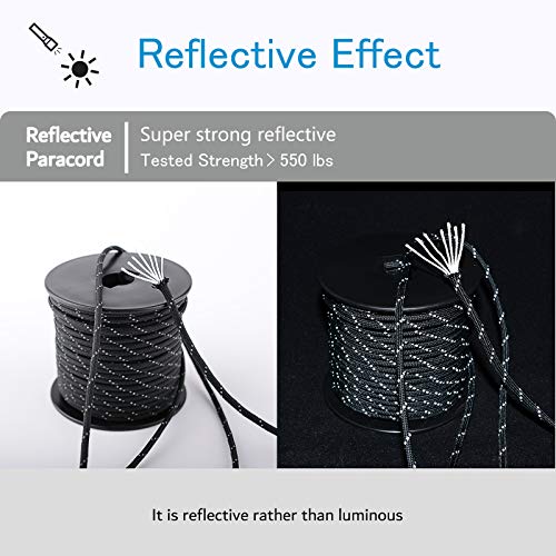 WEREWOLVES Reflective 550&176 lb Paracord - Nylon, Rope Roller,7&3 Strand Utility Parachute Cord for Camping Tent, Outdoor Packaging