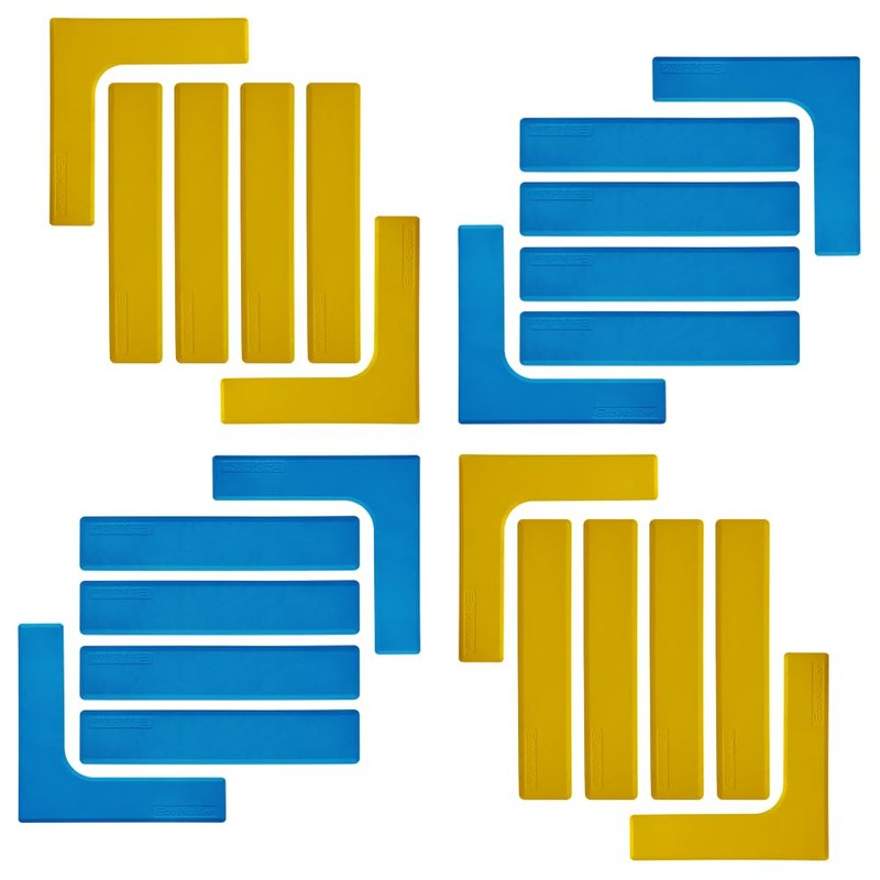 Eco Walker Court Lines Marker Kit Throw Down Markers Create Your Own Mini Pickleball Tennis Court (Blue-Yellow I L Shape)