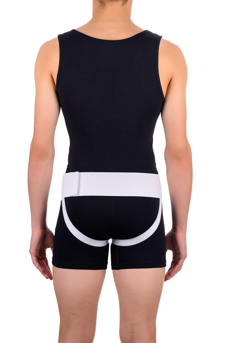 FlexaMed Double Inguinal Groin Hernia Truss with Removable Compression Pads - White Medium
