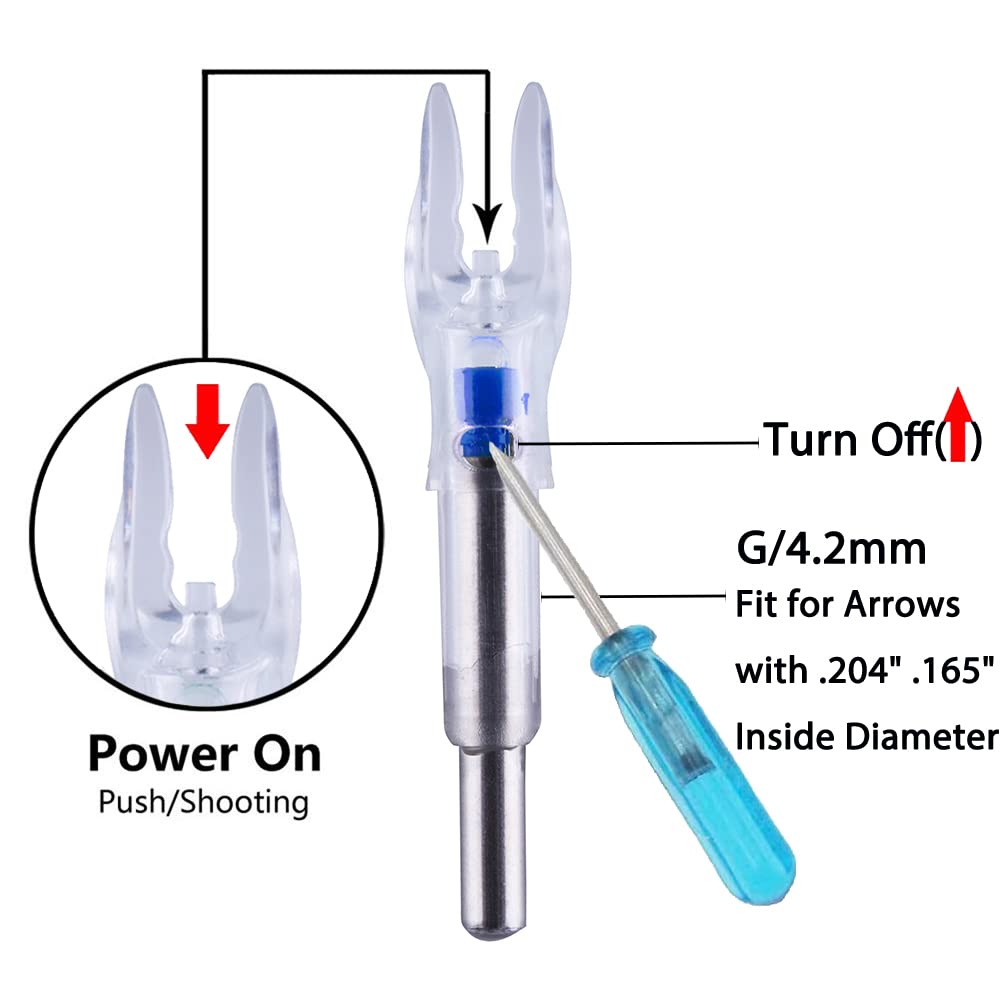 KEAUP 6 Pack X Lighted Nocks for Arrows Universal X/5.2mm LED Lighted Knocks with .204 .233 .244 .246 Inside Diameter, Screwdriver Included