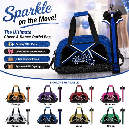 YYLXIA Glitter Red Cheer Duffel Bag with Bow Keychain - Gym & Dance Bag for Women