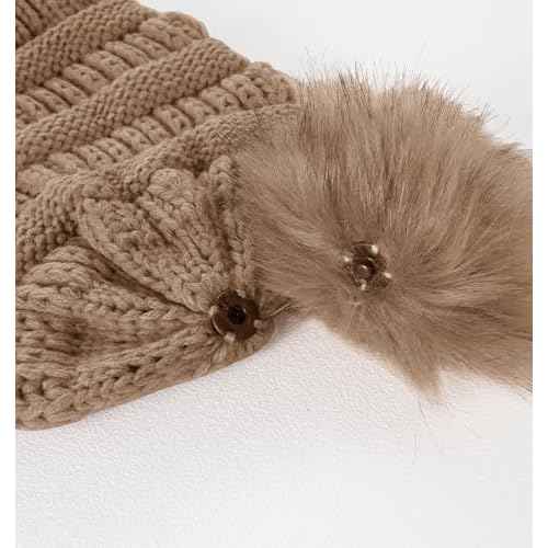 Double Couple Winter Scarf and Hat Set for Women Thick Cable Knitted Circle Loop Infinity Scarfs and Warm Beanie Hat