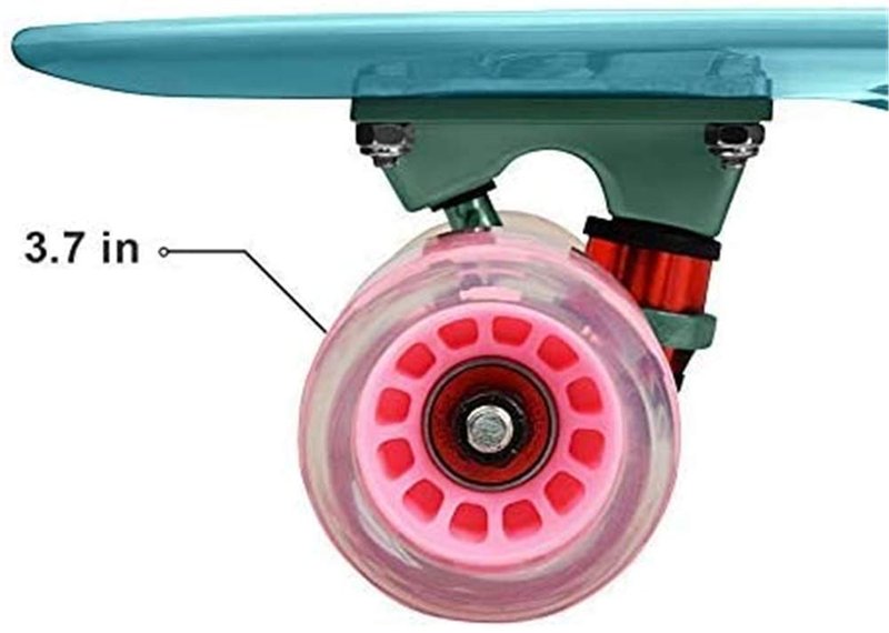 Cruiser Skateboard for Girls with LED Light Up Wheels Cool Completed Skate Board 22 inch for Kids Teens Beginners Standard Skateboard with Carrying Bag